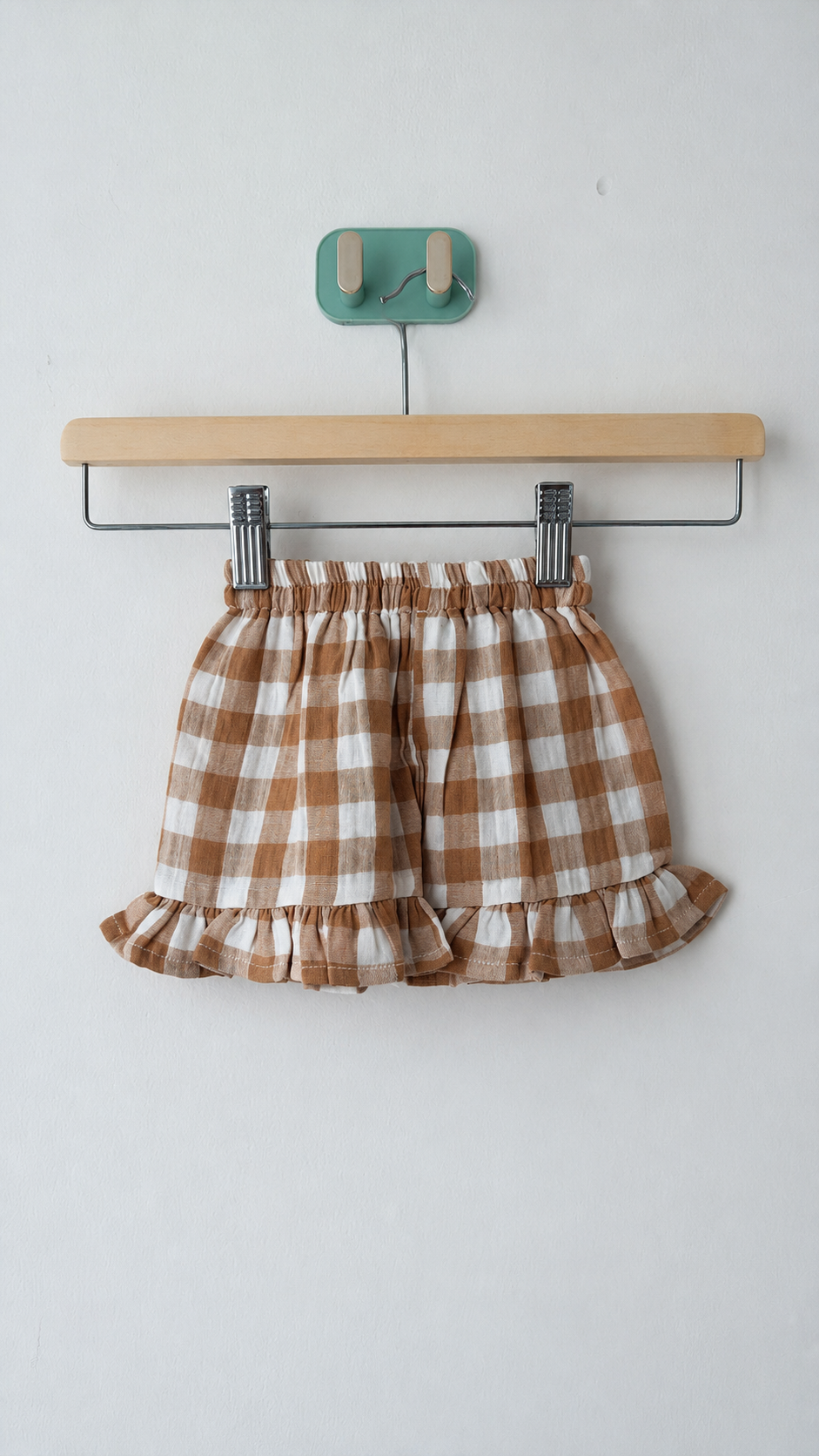 Embroidered Muslin Brown Gingham Co-ord Set