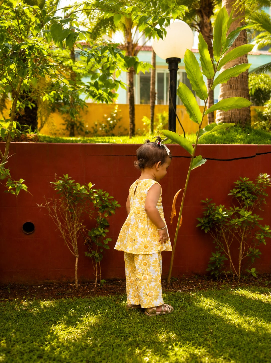 Sunny Bee Yellow Sunflower Cotton Co-ord Set for Girls | Juneli