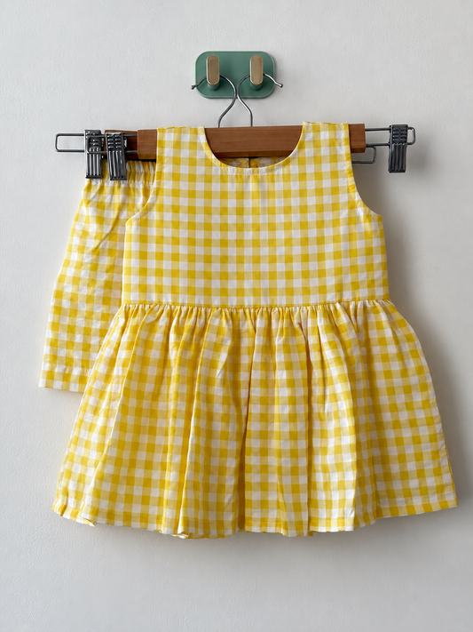 Honey Gingham Cotton Co-ord Set for Girls