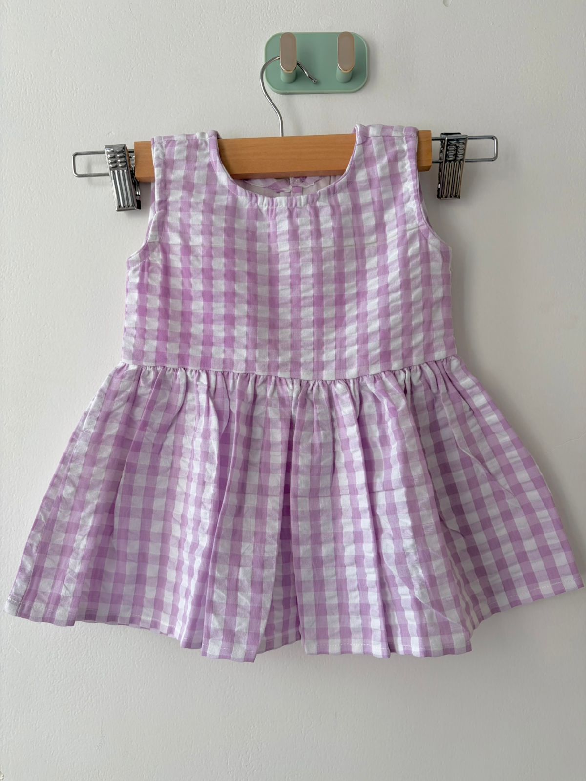 Lavender Gingham Check Cotton Co-ord Set for Girls | Juneli